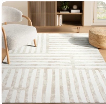  Abani Jonessa  Stripe Abstract Cream Beige Rug size 7’9” X 10’2” 