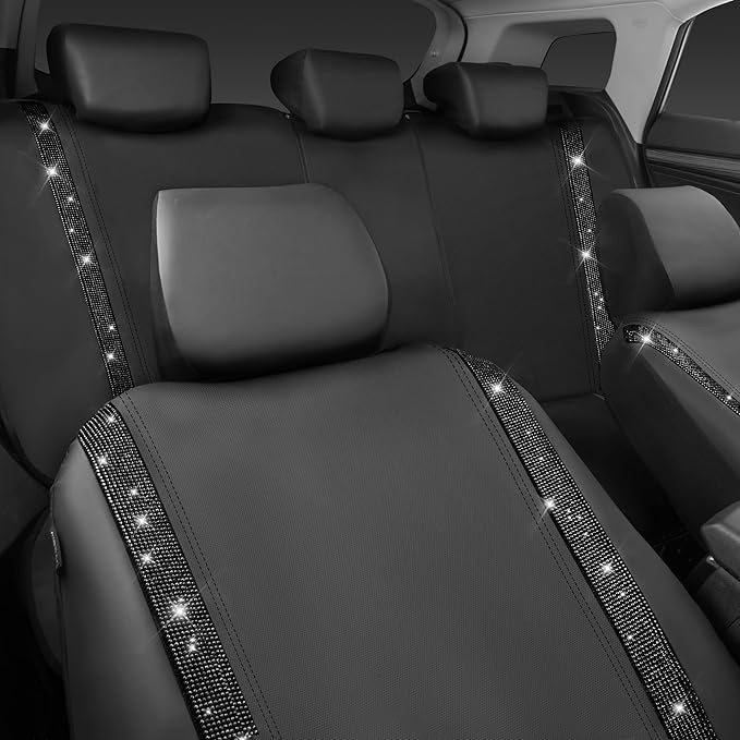 CAR PASS Leather Bling Diamond Car Seat Cover