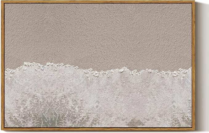 ARPEOTCY Large Framed Canvas Wall Art, 24x36 Inch, Modern Minimalist Coastal Beach Art Prints, Contemporary Neutral Decor for Living Room Hallway Bedroom Fireplace, Sandstone Textured Decor