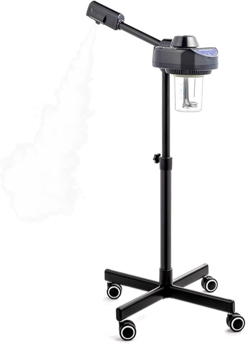facial steamer on wheels - face steamer for professional skin rejuvenation, facial steamer kit for home, spa, beauty clinic - warm mist, face humidifier
