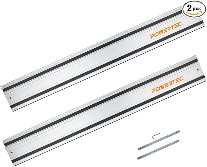 POWERTEC  Track Saw Guide Rail Joining Set for Makita or Festool Track Saws Includes  Extruded Guide Rails and  Guide Rail Connectors for Woodworking Projects