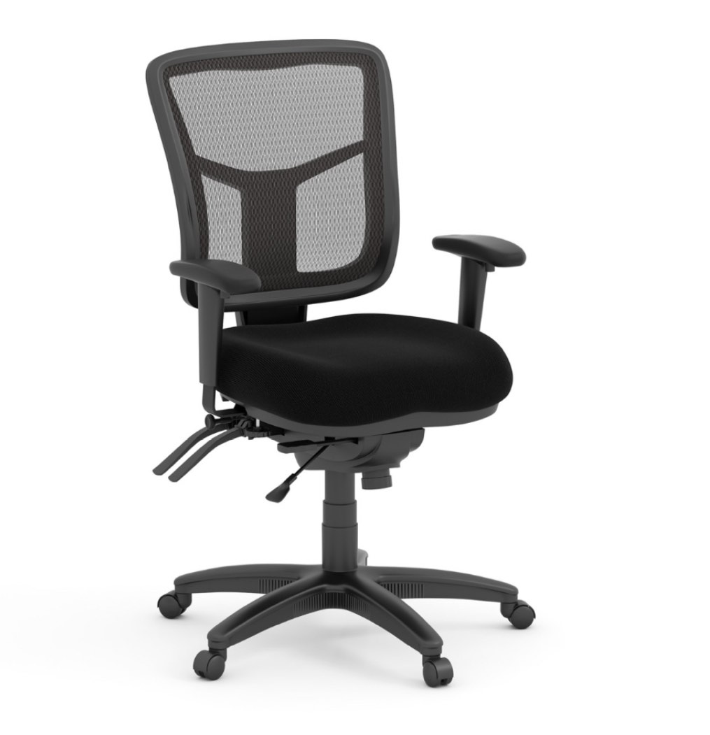 OfficeSource | CoolMesh | Multi Function, Mid Back Chair with Seat Slider and Black Frame