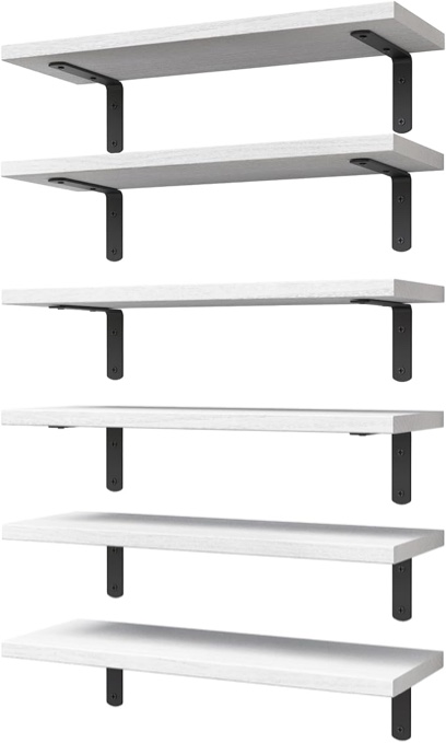 wopitues white floating shelves set of 6,wood for bedroom,modern wall decor,bathroom storage,book living room[upgraded]-white (hm011a