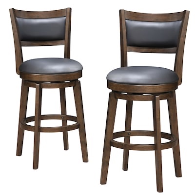 prilinex Black Walnut 26.0-in H Counter height Upholstered Swivel Wood Bar Stool 2 -Pack