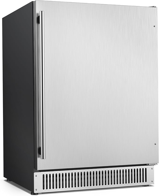 Inch Beverage Refrigerator Cooler Under Counter, 180 Cans Outdoor Refrigerator for Patio, Built-In or Freestanding Fridge with Stainless Steel Door for Home Bar Kitchen, ETL, NSF Approved