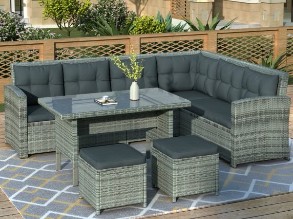 6 Piece Patio Furniture Set Outdoor Sectional