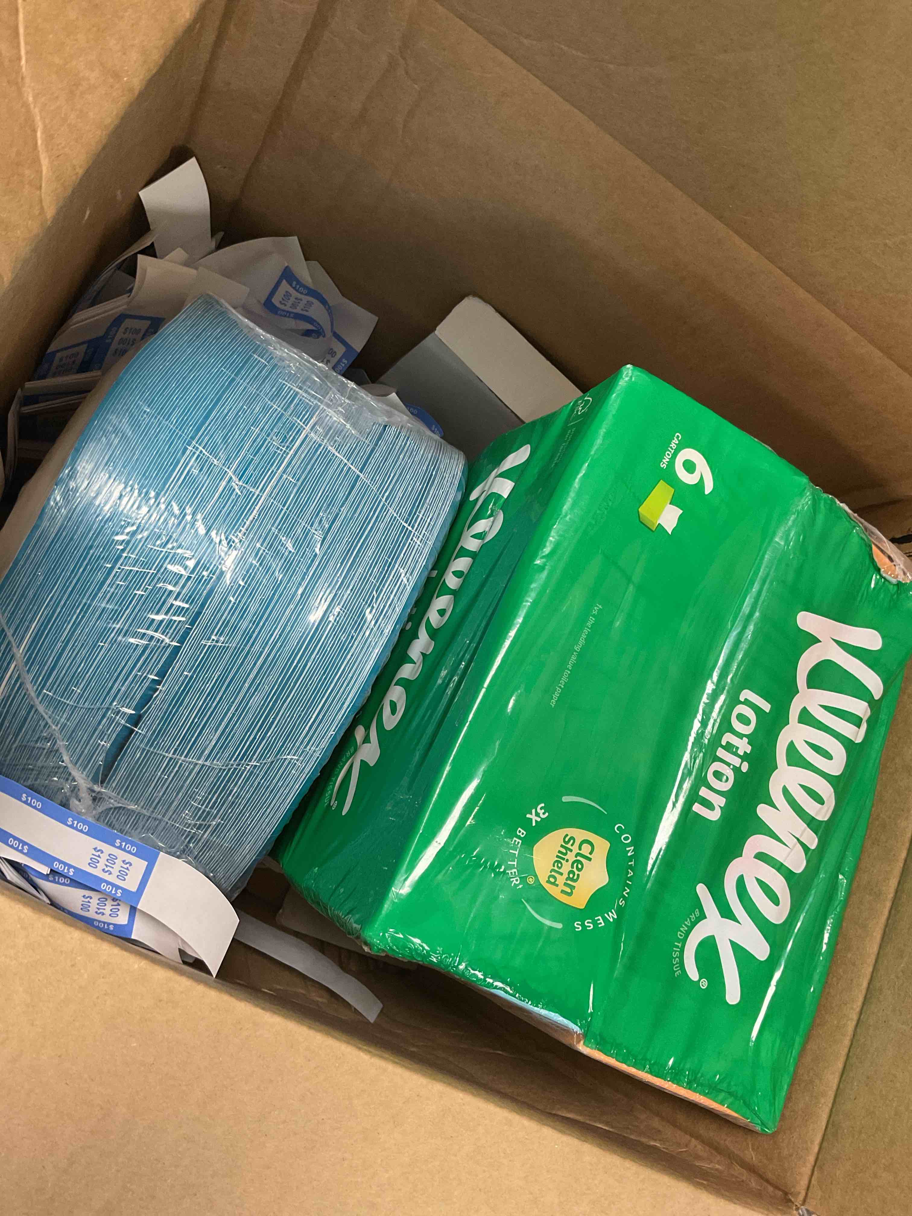 assorted Kleenex , Disposable plates