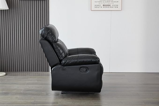 ERYE Oversized Manual Reclining Sofa Chair Faux Leather Tufted Reclining Sofa Armhair with Recliner Chaise and Pillow-top Armrests, Modern Motion Recliner Chaise Chair for Living Room Home Theater