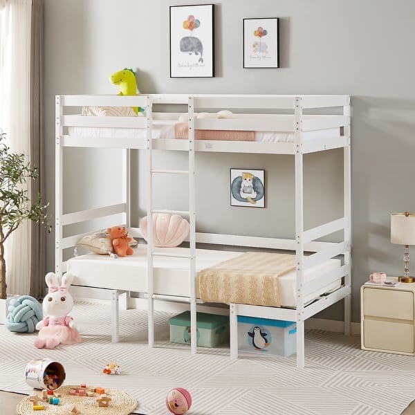 Twin Over Twin Bunk Beds Can be Turn into Upper Bed and Down Desk