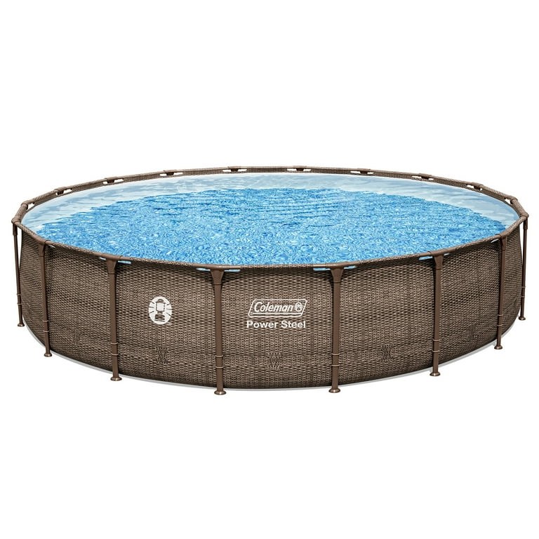 Coleman Power Steel 18’ x 48” Round Metal Frame Above Ground Pool Set Including Filters