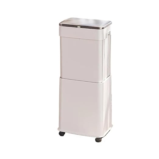 Kitchen Trash Can Adjustable Kitchen Trash Can with Lid - Large Capacity Home Office Garbage Bin(White)