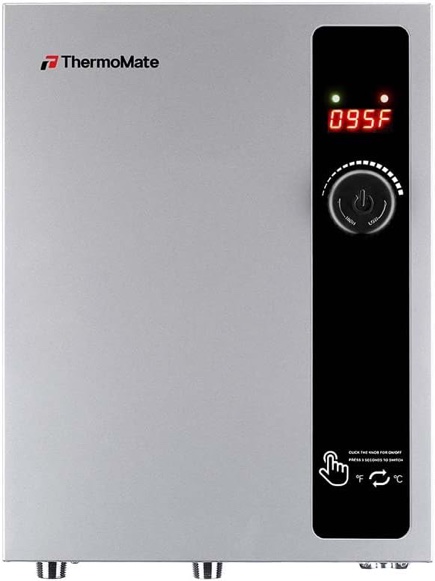 tankless water heater electric 18kw at 240 volt, thermomate on demand instant hot water heater up to 4.4gmp, self-modulating energy saving for residential indoor shower, draw 76amp