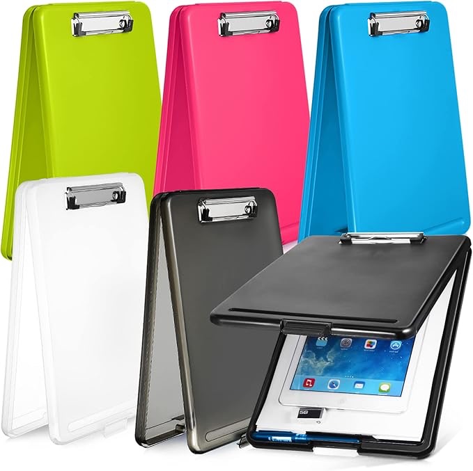Fainne 6 Pcs Heavy Duty Clipboard with Storage and Handle Plastic Compartments Built-in Pen Holder L