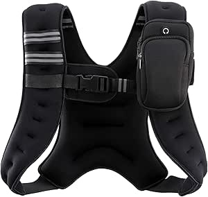 FUFF weighted vest woman 20â€“32 lb Unisex with 6 Weight Bags Reflective Adjustable Weighted Vest fo
