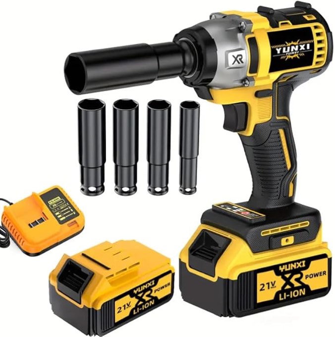 21V wireless impact wrench set, brushless motor impact drill/screwdriver, equipped with 4000mAh battery and tool kit, portable and efficient, suitable for car and home
