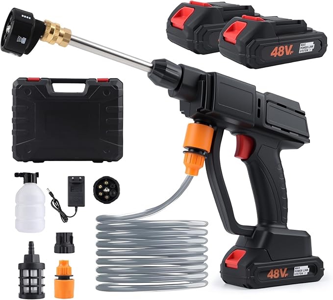 Portable Car Pressure Washer, Handheld High-Pressure Water Spray Gun with Foam Cannon, Cordless Jet Washer with  Nozzle, Battery Powered Car Cleaner Machine for Fence, Floor, Garden Cleaning