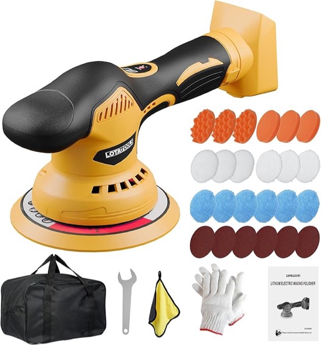 Car Detailing and Polishing Compatible with Dewalt Battery,  RPM Dual-Action Polisher with  Variable Speeds