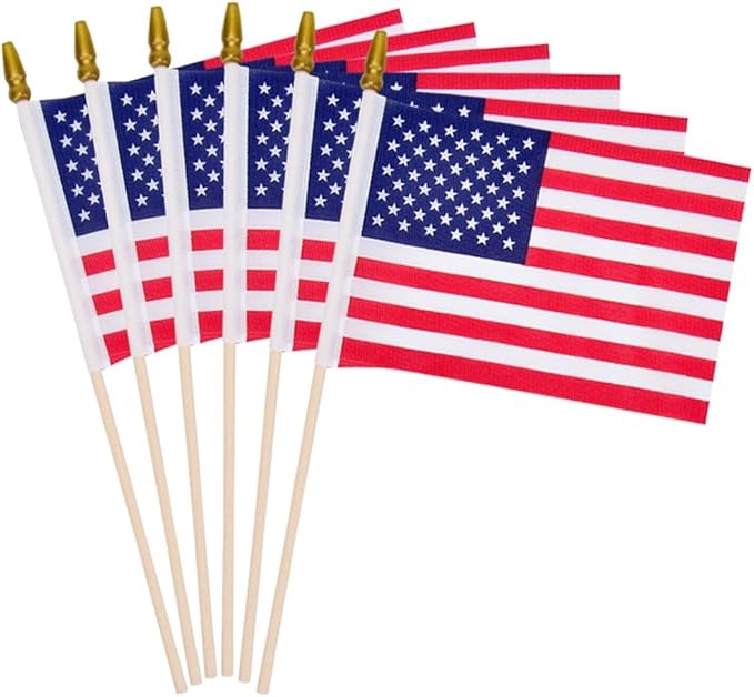 Inch Small American Flags on Stick, Mini Handheld US Flags with Kid-Safe Spear Top,Yard Garden Flags For Outside, Memorial Day,Independence day Decor,Patriotic Decorations(3 package )