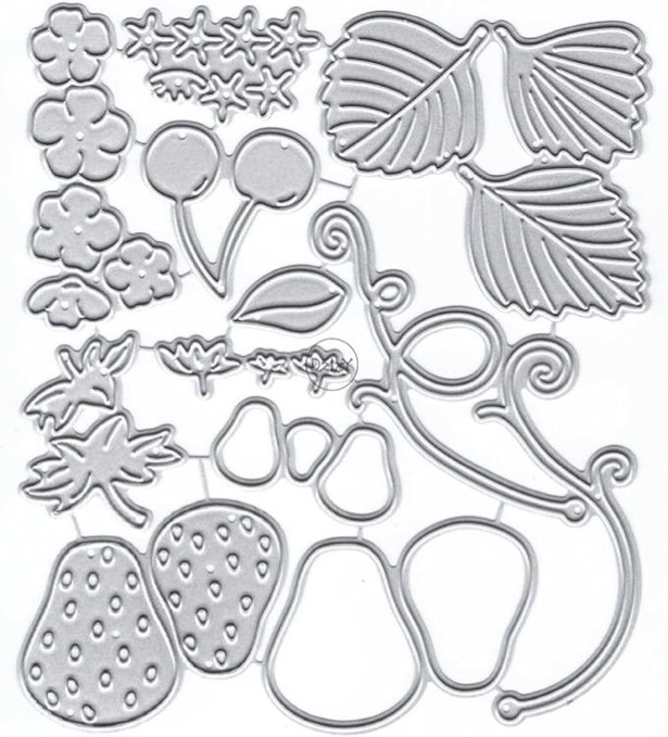 DzIxY Strawberry Combination Metal Cutting Dies for Card Making Kit Embossing Paper Die Cuts Scrapbook Machine Stencils Storage Pockets Supplies (8 Package )
