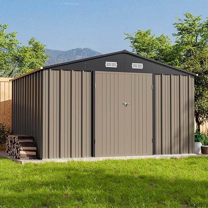 Patiowell 10 x 8 FT Outdoor Storage Shed, Large Garden Tool Metal 