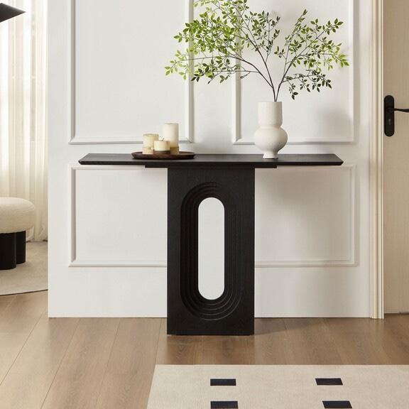47.24 inch Entryway Table for Living Room,Narrow Console Table with Unique Loopback Design, Modern Design MDF Sofa Table Entrance Table for Hallway, Entrance,Apartment,Black