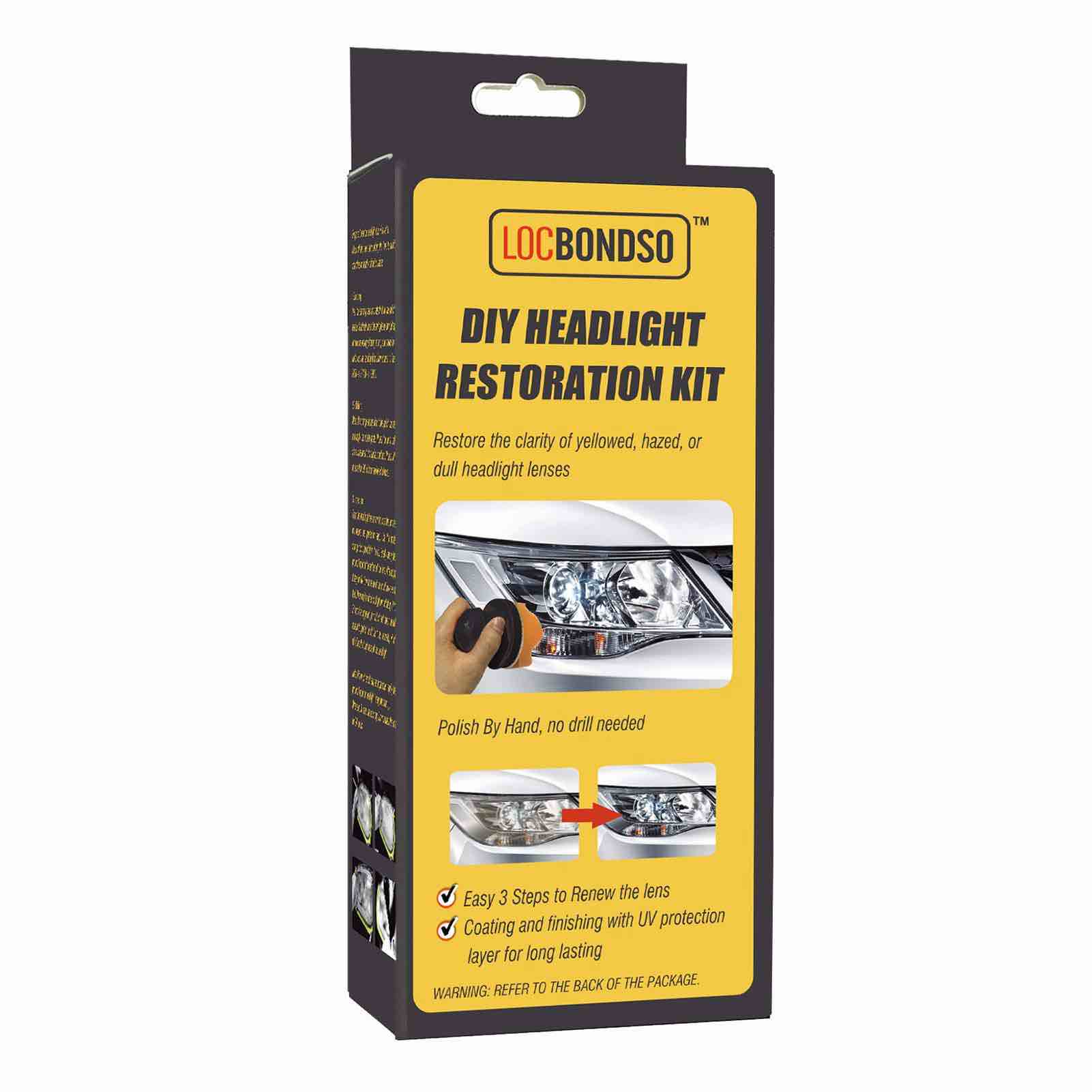DIY Vehicle Headlight Restoration Kit,Car Care Repair Kit Easy Steps to Head Lense Clean and Long Lasting
