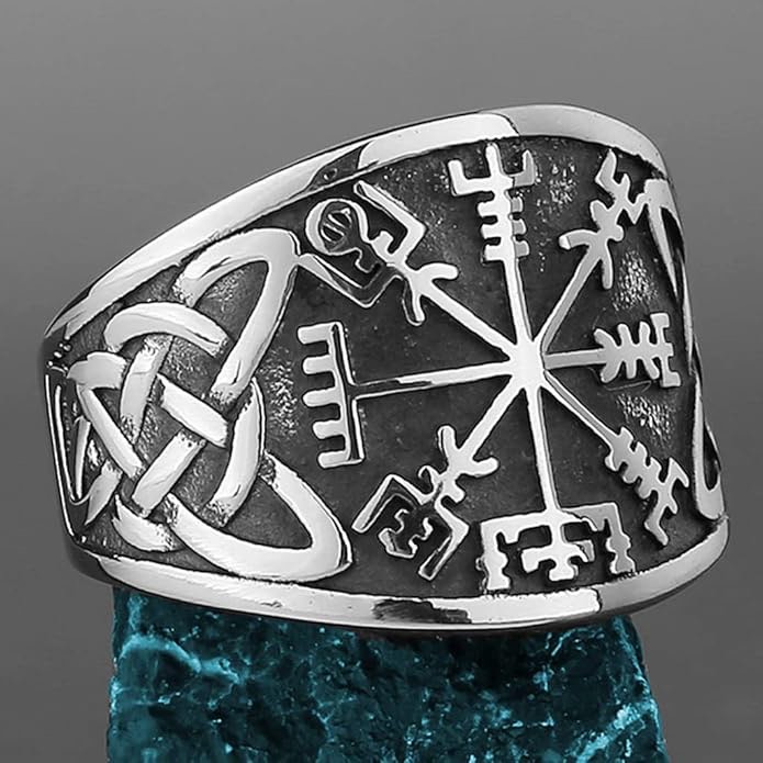 jude jewelers retro vintage stainless steel viking vegvisir pirate compass nordic norse symble cocktail party biker rings(assorted size)