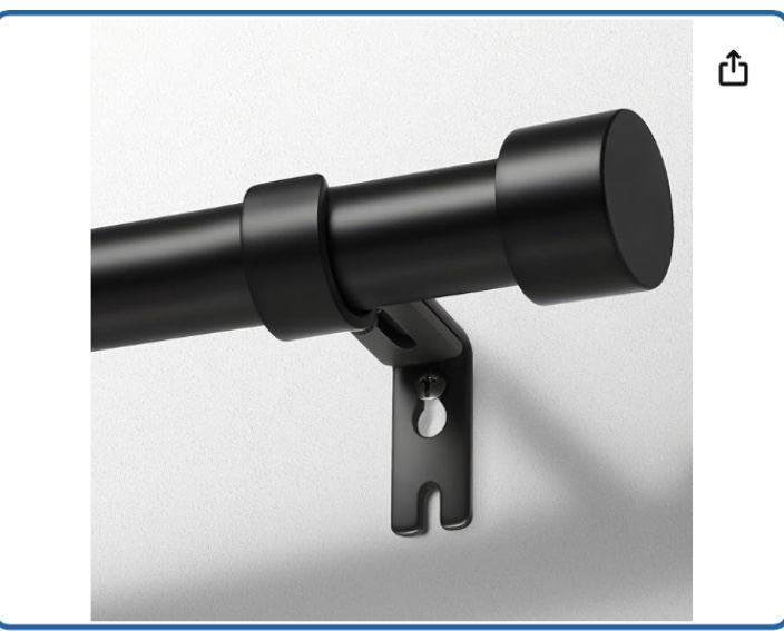 Curtain Rods for Windows 66 to 120, Black Curtain Rod, Adjustable 1 Inch Heavy Duty Outdoor/Indoor Modern Drapery Pole, 32"-120"