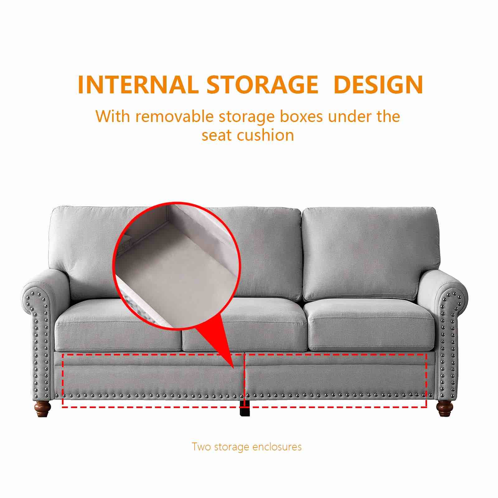Lepfun Linen Fabric Upholstery Sofas and Couches for Living Room Comfy Couch 