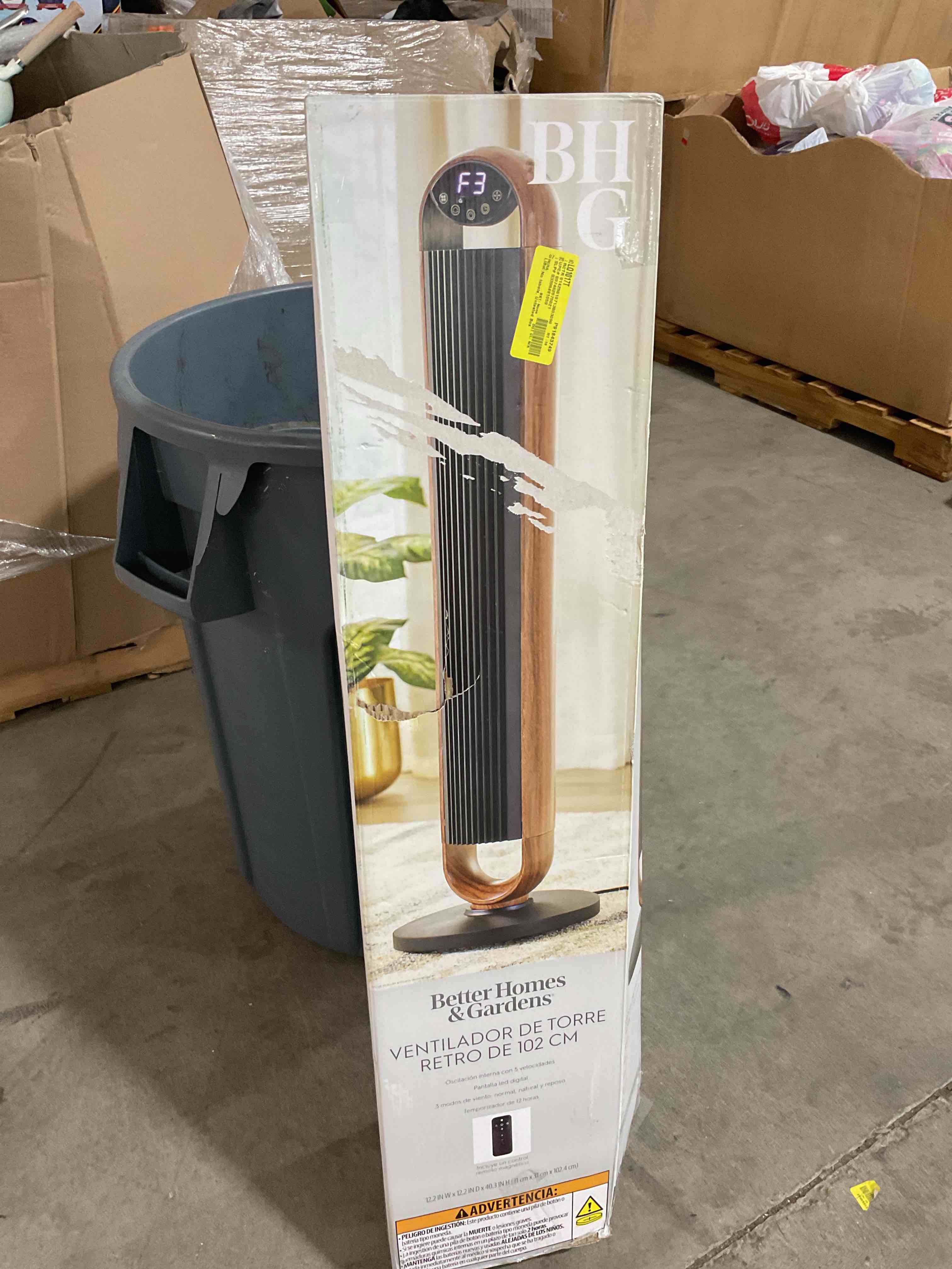 Better Homes & Gardens 40'' 5-Speed Oscillating Tower Fan with Remote Control, 3 Wind Modes, 12H Timer, Walnut & Black