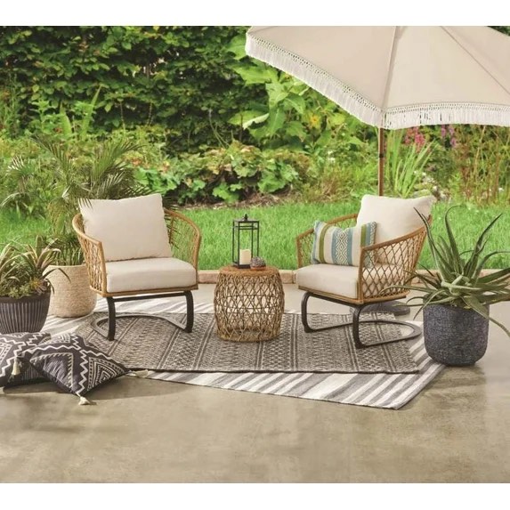 Better Homes & Gardens Ventura 3-Piece Boho Wicker Chat Set