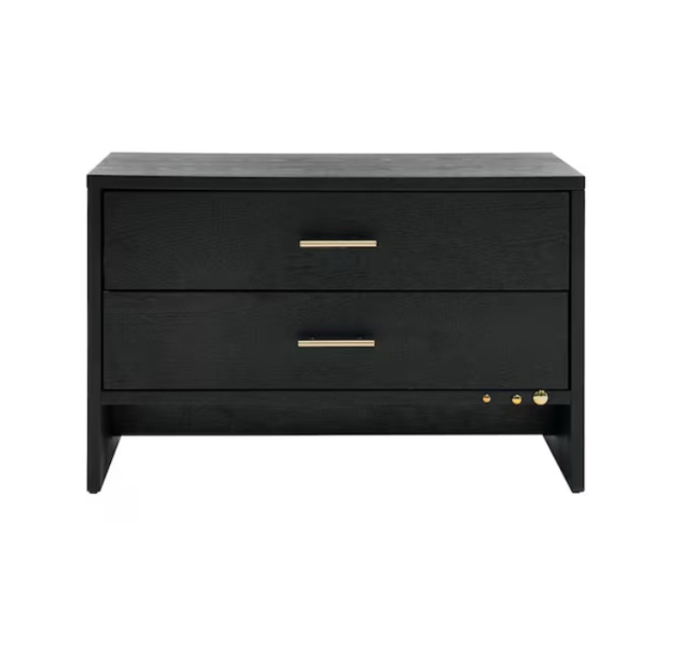 Wales Modern Grey Ash 2 Drawers 26 in. W Nightstand