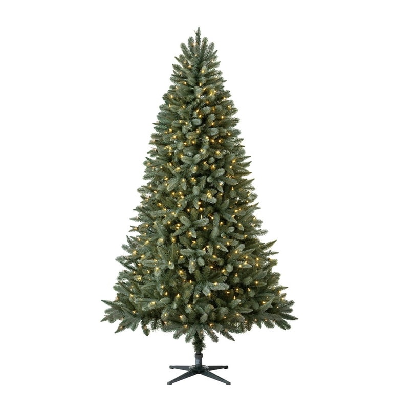 7.5 ft Pre-Lit Birchwood Fir Artificial Christmas Tree with 500 Clear Twinkle LED Lights and Stand, by Holiday Time