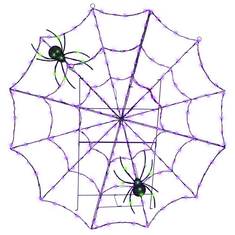 Gemmy Halloween Lighted Decor Spider Web w/ Spider (Prpl/Grn) 69.09 in x 70.47 in x 16.54 in 7.61 lb