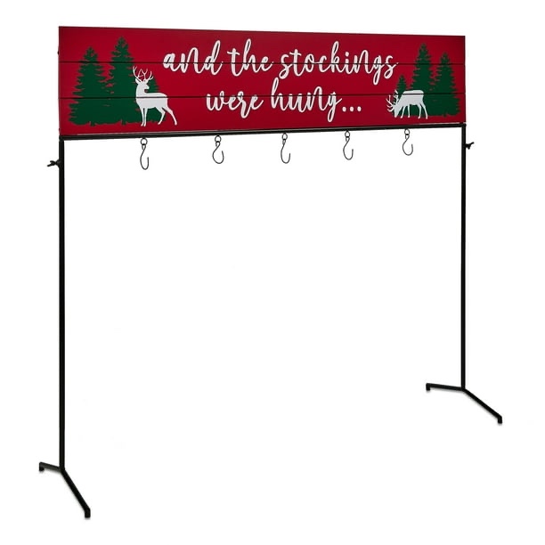 Holiday Time Metal 1 Piece Red and Green Christmas Stocking Holder Stands 31.1”
