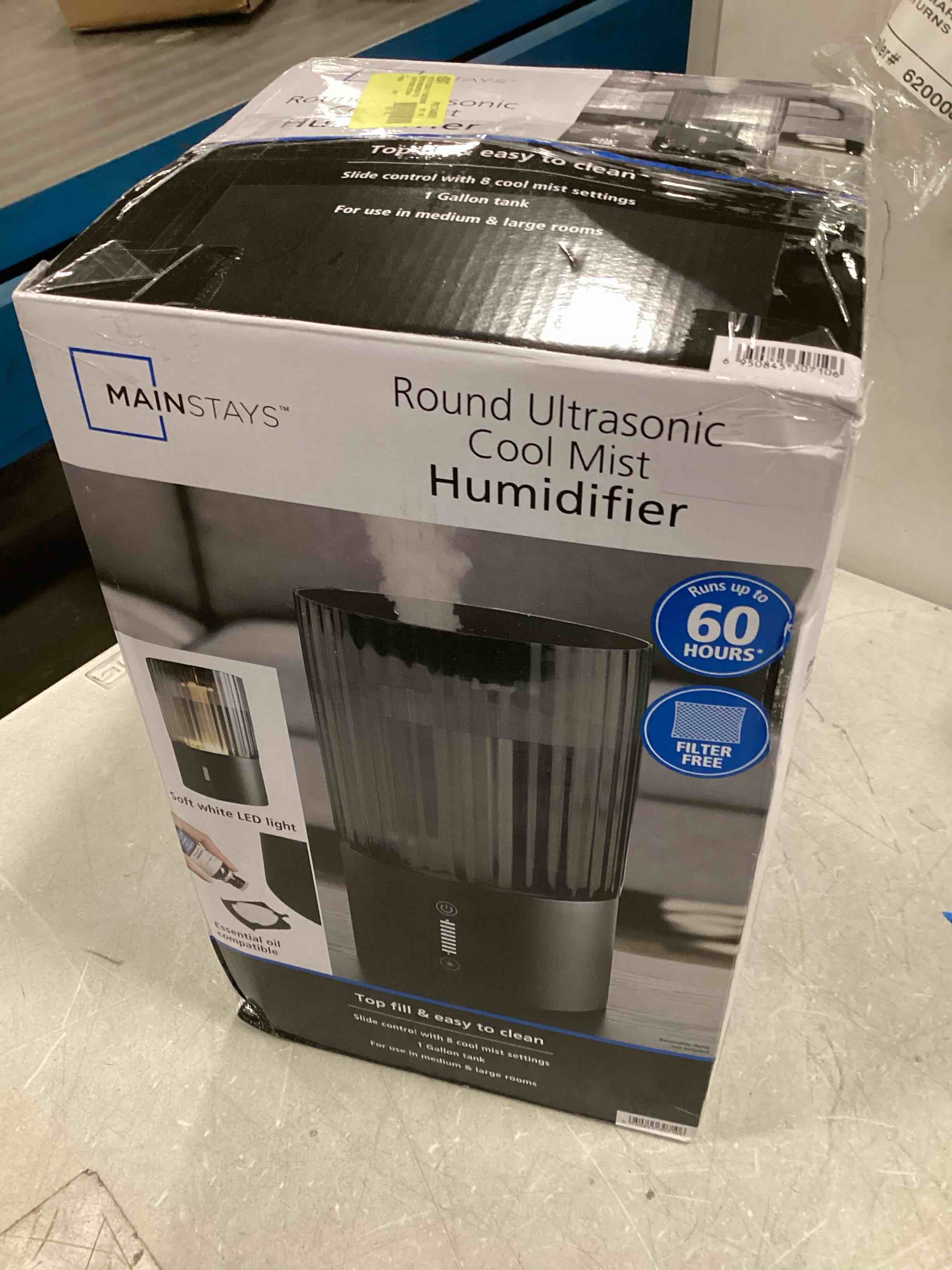 Mainstays Round Ultrasonic Cool Mist Top Fill Humidifier with Aroma, Black