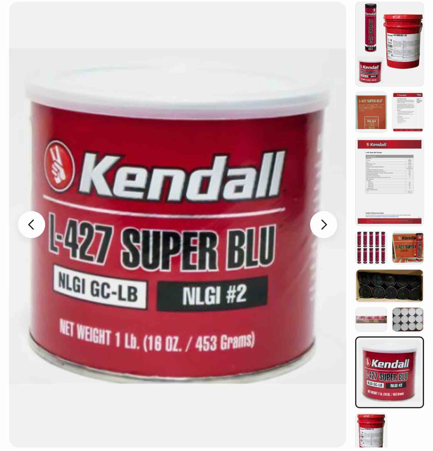 Kendall L-427 Super Blu Grease, NLGI #2 GC-LB; Multipurpose Extreme-Pressure (40 pack )