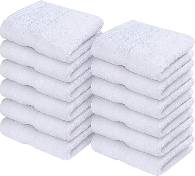 Utopia Towels [12 Pack Premium Wash Cloths Set (12 x 12 Inches) 100% Cotton Ring Spun, Highly Absorbent and Soft Feel Essential Washcloths for Bathroom, Spa, Gym, and Face Towel 