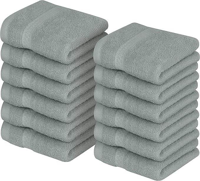 Utopia Towels [12 Pack Premium Wash Cloths Set (12 x 12 Inches) 100% Cotton Ring Spun, Highly Absorbent and Soft Feel Essential Washcloths for Bathroom, Spa, Gym, and Face Towel
