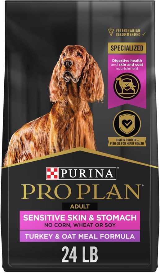 Purina Pro Plan Sensitive Skin and Stomach Dog Food with Probiotics for Dogs, Turkey & Oat Meal Formula - 24 lb. Bag
