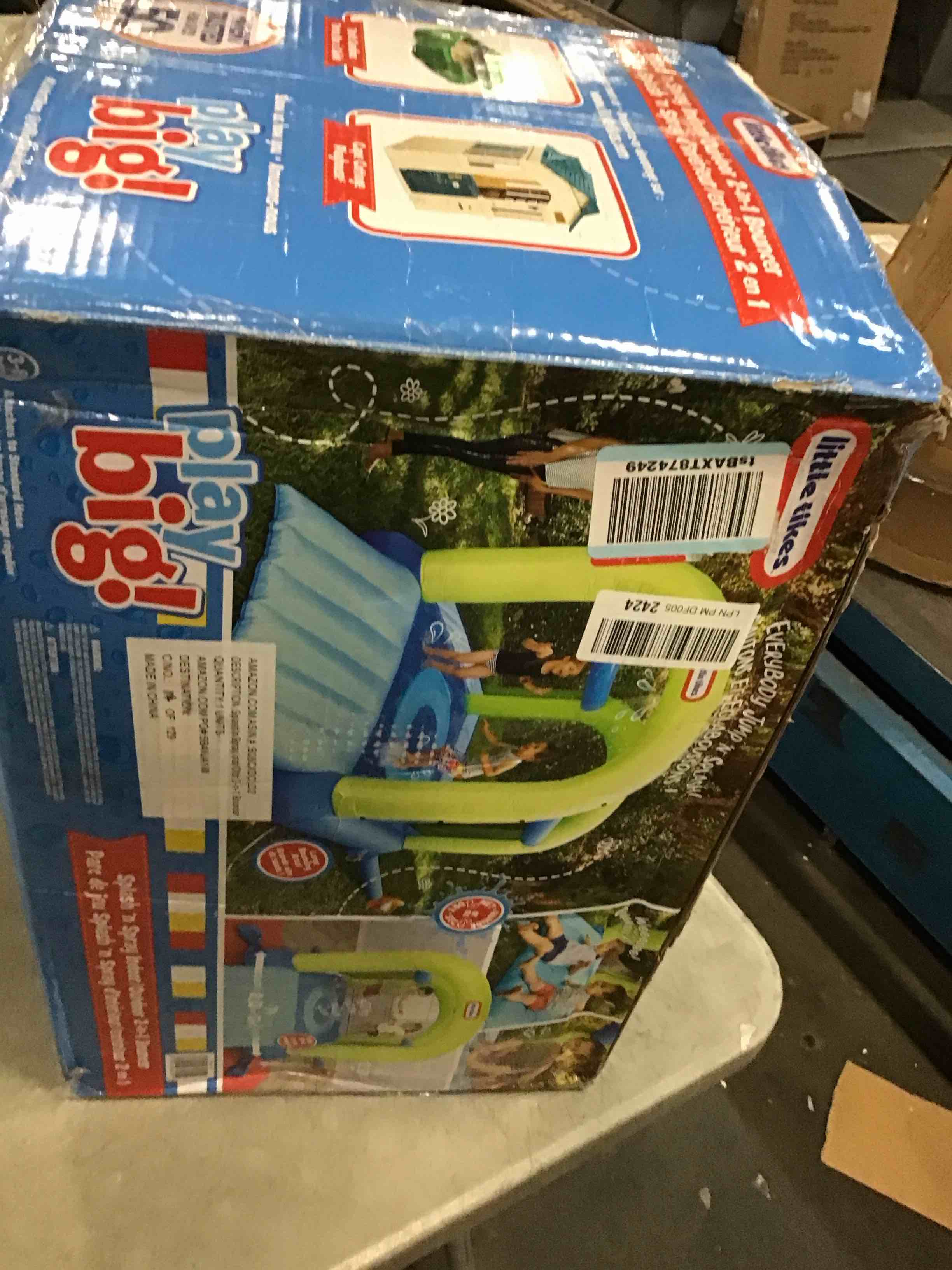 Condition photo showing Good Condition for little tikes splash n' spray indoor/outdoor 2-in-1 inflatable bouncer, 108.00”l x 84.00”w x 82.25”h