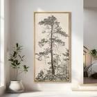 Vintage Pine Tree Landscape Modern Rustic Artwork - Extra Large Framed Wall Art Canvas Print