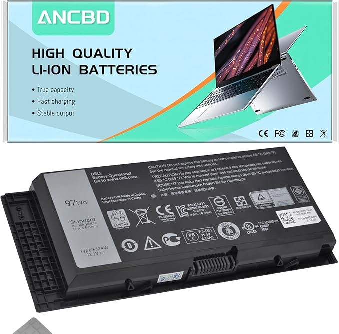 New Laptop FV993 FJJ4W Battery for Dell Precision M4600 M4700 M4800 M6600 M6700 M6800 Series Battery Fits Type KJ321 R7PND RY6WH 7DWMT JHYP2 K4RDX PG6RC 0TN1K5 T3NT1 V7M28 H1MNH N71FM 11.1V/97Wh