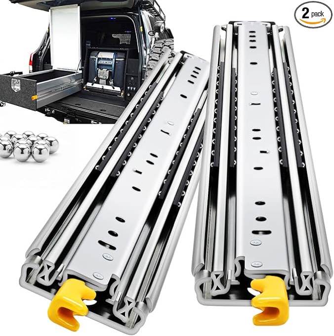 YENUO Heavy Duty Drawer Slides Full Extension with Lock Side Mount 14 16 18 20 22 24 26 28 30 32 34 36 40 Inch Metal Rails Track Guide Glides Runners 110 Lbs 1 Pair (with Lock, 24 inch)