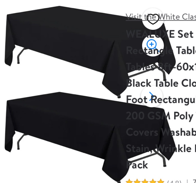 WEALUXE Set of 2 Black Rectangle Tablecloth for Tables 8ft-60x126 Inch Black Table Cloths for 8 Foot Rectangular Tables, 200 GSM Poly Tabletop Covers Washable Fabric Stain, Wrinkle Resistant, 2 Pack