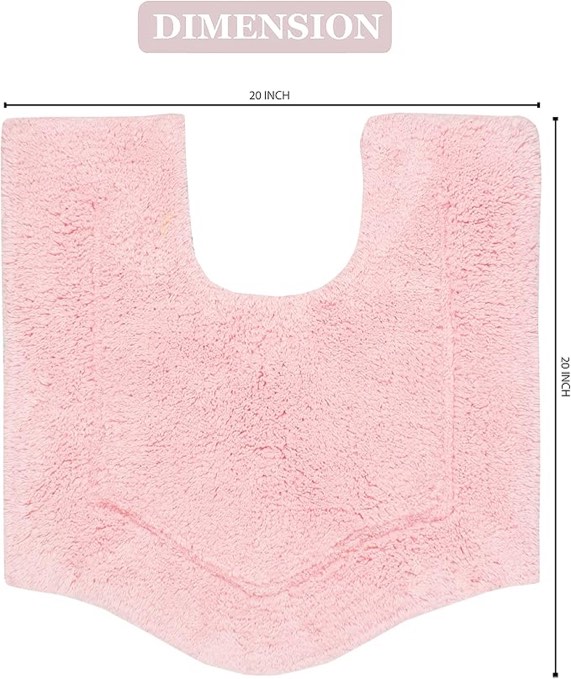 Home Weavers Waterford Collection 100% Cotton Tufted Bath Rug, Extra Soft and Absorbent Bath Rugs, Non-Slip Plush Bath Carpet, Machine Wash, Bath Mat for Bathroom, 20"x20" Contour, Pink