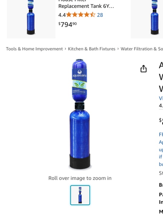 Aquasana Rhino Whole House Filter Replacement Tank 6YR 600,000 Gallons 14 GPM, (tank only, box 1 of 3)