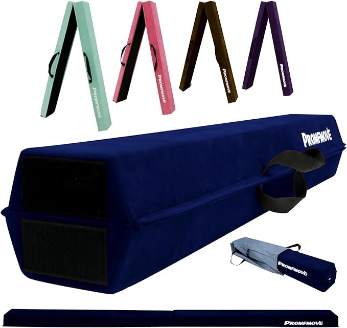 6 FT / 8 FT / 9 FT Folding Gymnastics Beam Foam Balance Floor Beam - Extra Firm - Suede Cover - Anti Slip Bottom with Carry Bag for Kids/Adults Home Use