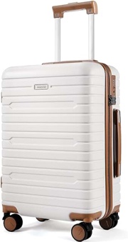 Carry on Luggage with Spinner Wheels, Hardside Lightweight 20" Carry on Suitcase Checked Luggage TSA Lock (Beige)