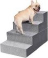 Heeypo Dog Stairs for Small Dogs, 4-Step Dog Steps for High Bed and Couch, High-Density Foam Pet Steps with Supporting Board, Non-Slip Removable Washable Cover, Grey. 18° High 